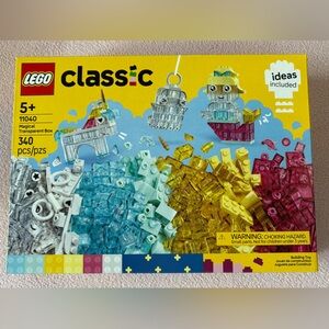 Lego Classic Transparent and Solid Yellow, Blue, White, Silver, Pink Pieces